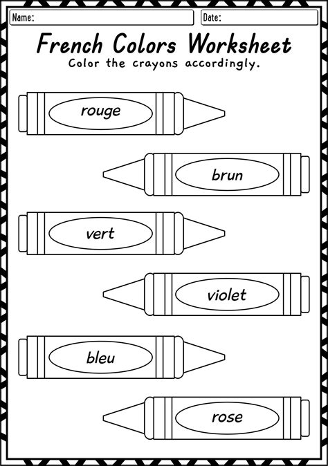 13 French Colors Worksheet - Free PDF at worksheeto.com