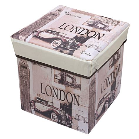 Kuber Industries Cotton 1 Piece Foldable Cloth Storage Stool Seat Box ...