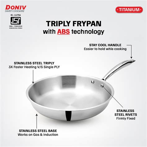 VINOD Doniv Titanium Triply Stainless Steel Fry Pan 26 cms, Induction ...