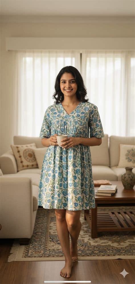 Short dress (Blue) – Fabric Fables