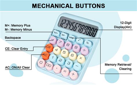 Hudux Creative Colorful Electronic Calculator,12 Digit Large LCD ...