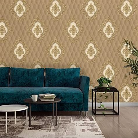 Asian Paints ezyCR8 Golden Motifs Brown Non-Adhesive Wallpaper for Home ...