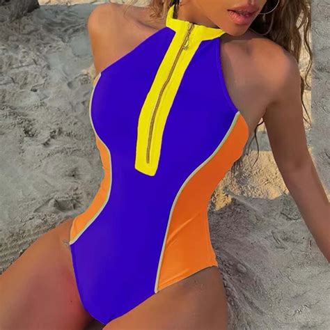 Women's Plunging V Neck Bathing Suit Sexy High Cut Swimsuits Bikini ...