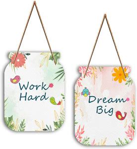 saf Set of 2 Jar Shape Work Hard Dream Big MDF Designer Wall Hanging ...