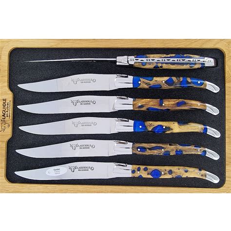 Laguiole en Aubrac Table knives Blue Cactus (Set of 6) - Laguiole.com
