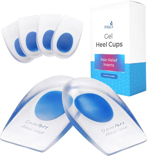 Amazon.com: Figly Heel Cushions for Heel Pain Relief (4 Pack) - Gel Heel Cushion Inserts, Gel ...