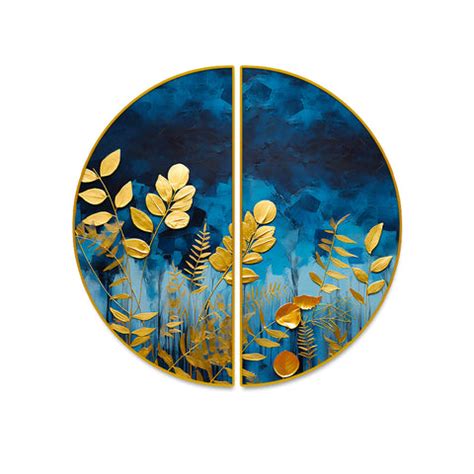 Abstract Porch Golden Background Art Semi Circle Frames Set Of 2 ...