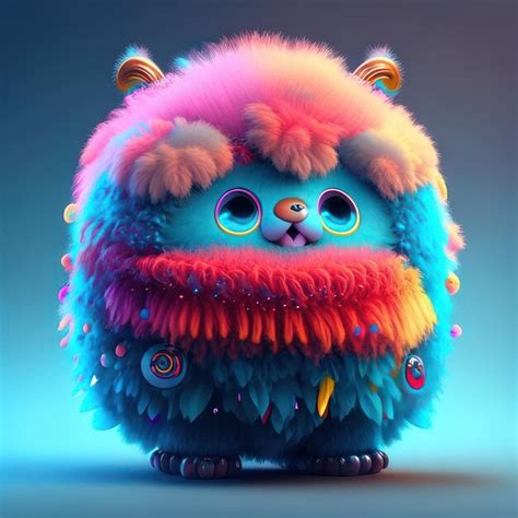 A colored monster with big eyes in colored clothes generative ai ...