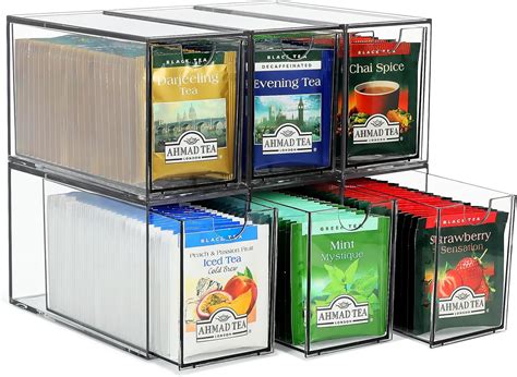 Amazon.com: 6 Tea Bag Organizer and Storage, Acrylic Tea Bag Holder ...