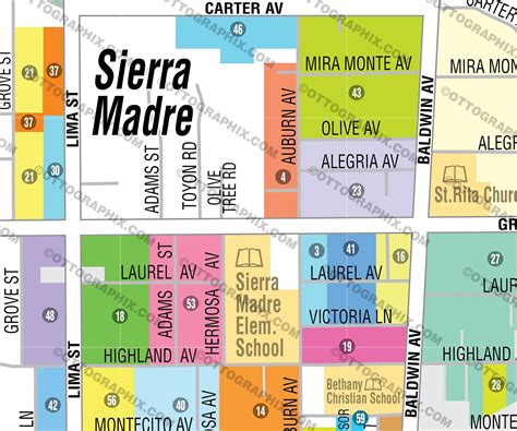 Sierra Madre Map, Los Angeles County, CA - FILES - PDF and AI, editabl ...