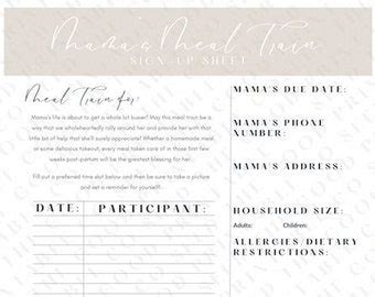 Buy Baby Shower Meal Train Sign up Template Online In India - Etsy India