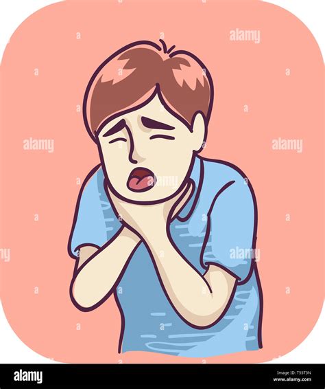 Illustration of a Teenage Guy Holding His Neck Coughing and Choking ...