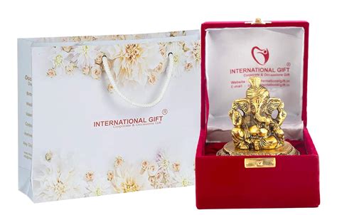 Buy INTERNATIONAL GIFT Golden Pagdi Ganesha Idol Oxidized Finish with ...