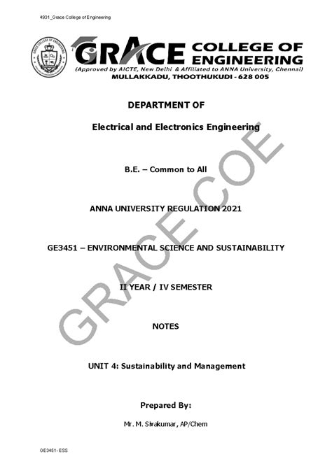 IV CTA GE3451 ESS Unit4 Notes - Computer Engineering - GE3451 ...