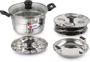 Cello Aroma Idli Pot with Glass Lid & Multiple Plates, Silver ...
