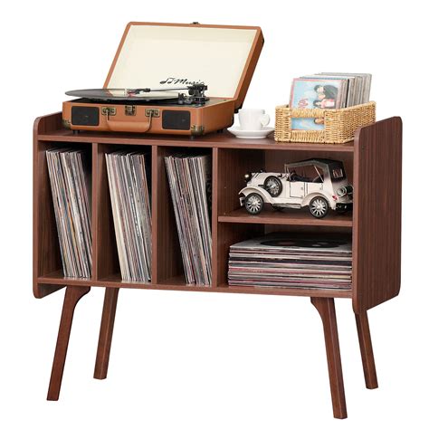 Lerliuo Record Player Stand with 4 Cabinet Holds Up to 220 Albums ...