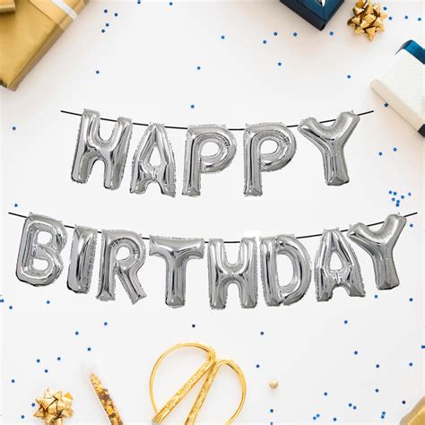 PSI Happy Birthday Silver Foil Balloons Letter Pack | Party Supplies ...