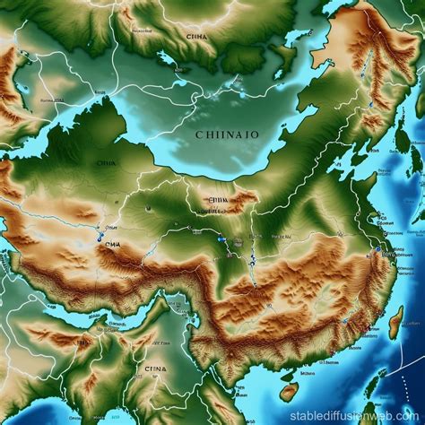 China's Topographic Map | Stable Diffusion Online