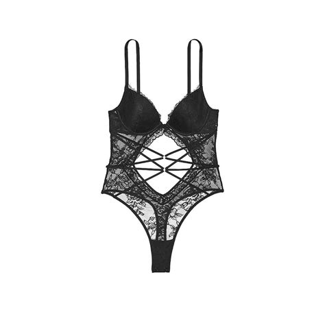 Buy Victoria's Secret Very Sexy Rose Lace Strappy Teddy Bodysuit Black ...