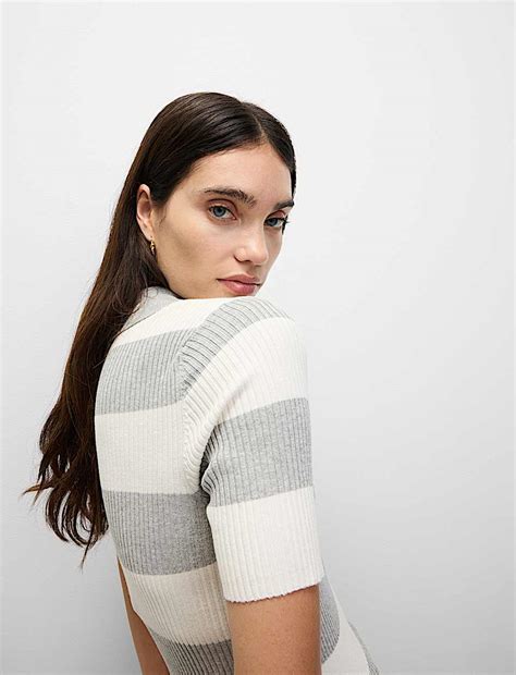 Buy Soft Touch Striped Collared Knitted Top at Marks & Spencer
