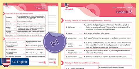 ESL Curriculum (US-English) Level 8 Lesson 8 Activity Sheet