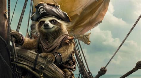 Fantasy cute animal sloth pirate generative ai | Premium AI-generated image