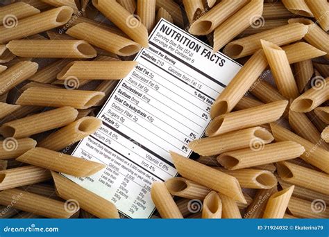 Nutrition Facts of Brown Rice Pasta Stock Photo - Image of medium ...