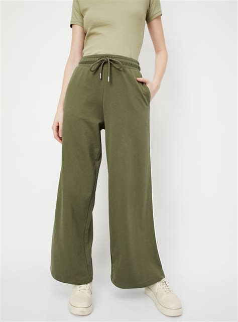 Buy Women Side Striped Wide-Leg Track Pants Online at just Rs. 799.0 ...