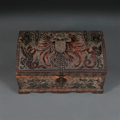 A 19th Century Spanish Tooled Leather Domed Casket For Sale at 1stDibs