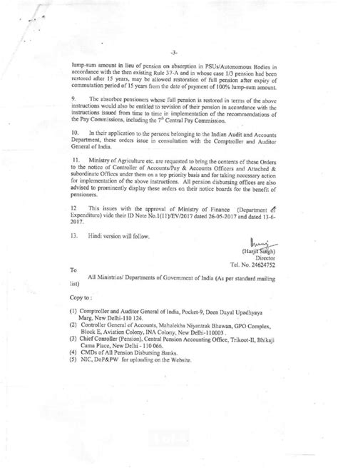 Restoration of full pension of absorbee pensioners in view of the order ...
