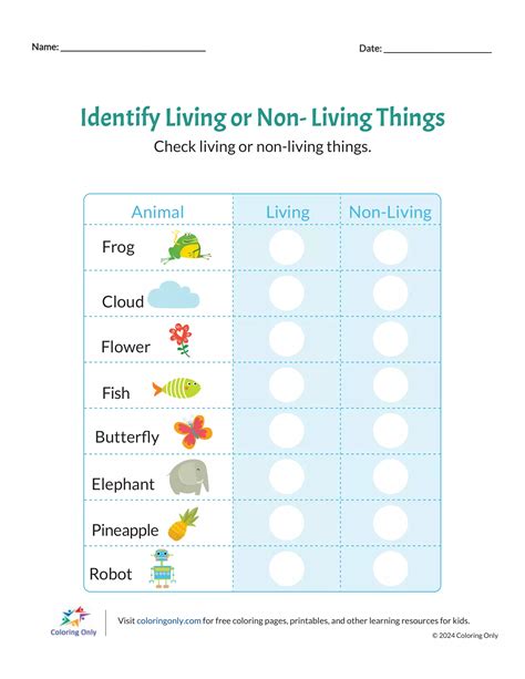 Check living or non-living things Free Printable Worksheet