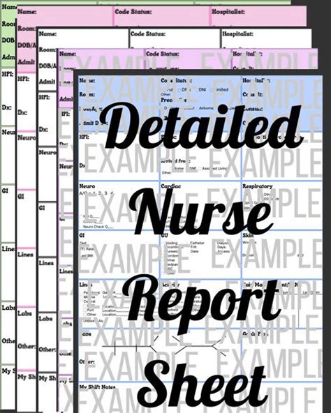 Detailed Nursing / Nurse Report Sheet ; Change of Shift Report Sheet - Etsy