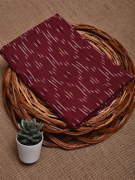Maroon Pochampally Ikat Cotton Handloom Blouse with Grill Design Length ...