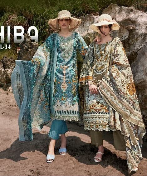 Pakiza Haniya Hiba Vol-34 Wholesale Neck Embroidery Dress Material ...