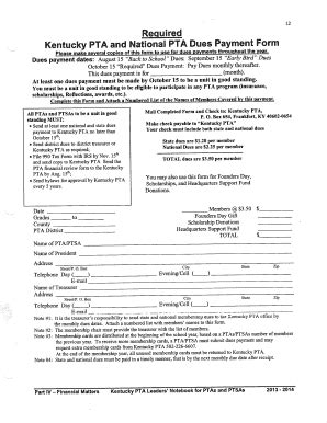 KY PTA Dues Form - 14th District PTA - Fill and Sign Printable Template ...