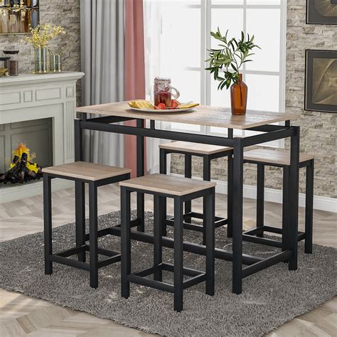 Yardi Yard 5-Piece Kitchen Counter Height Table Set with 4 Chairs ...