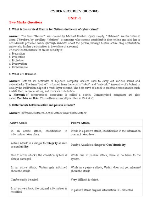 CS-301 Cyber Security Final Exam: Key Concepts & Question Bank - Studocu