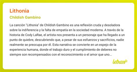 Significado de la canción LITHONIA (Childish Gambino) - LETRAS.COM