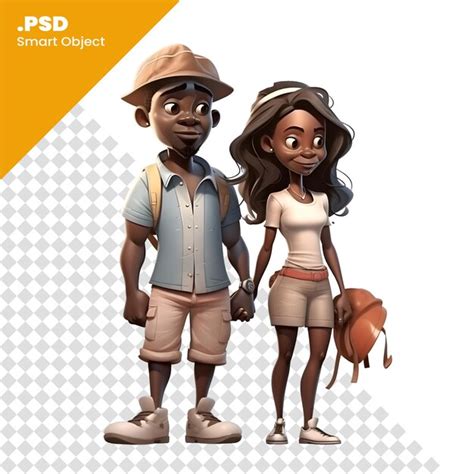 Casal de turistas com mochilas em um fundo branco Modelo PSD de ...