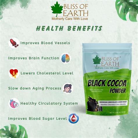 Bliss of Earth Black Cocoa Powder Natural and Unsweetened Carbon Black