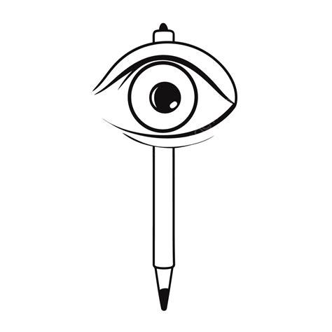 Black And White Eye Icon With Pencil In Hand Outline Sketch Drawing ...