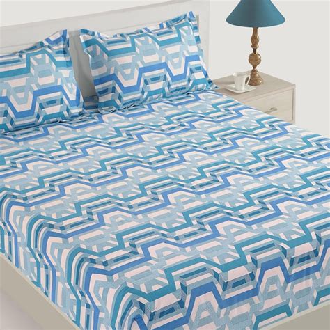 Buy SWAYAM Geometric Print 3-Pc. King Size Bedsheet Set - 270 x 270 cm ...