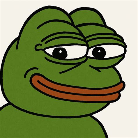 Pepe the Frog meme, green frog with a mischievous smile, cartoon style ...