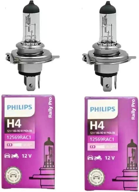 PHILIPS Rally Pro H4 Headlight Bulb Set of 2, P43t 12V 100/90W | High ...
