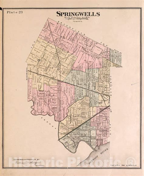 Historic 1893 Wall Map Detailed Official Atlas Of Wayne County ...