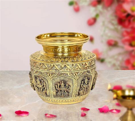 Superfine Brass Ashtalakshmi Kalash Lota for pooja (Height: 5 Inch ...