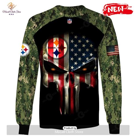 HOT Pittsburgh Steelers Army Camouflage American Flag Punisher Skull ...