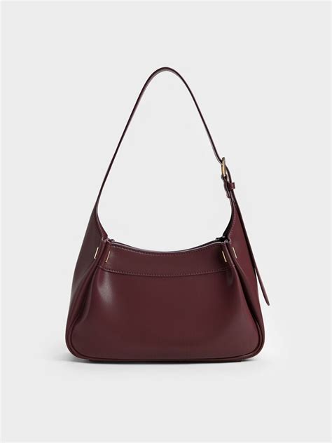 Wineberry Red Clarice Pleated Shoulder Bag - Wineberry Red - CHARLES ...