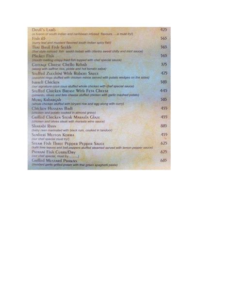 Menu at Sky Bar, New Delhi, A7
