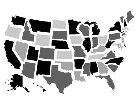 Black and White USA Map - United States of America- Instant Download File - Geography ...